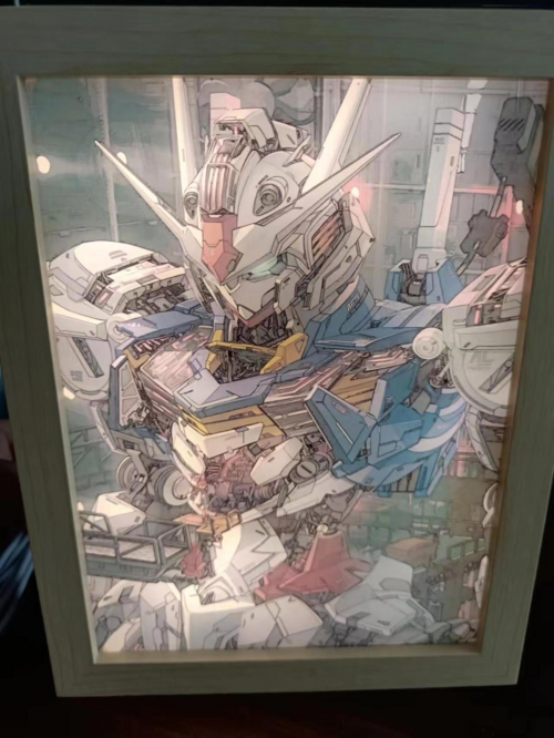Creative Wooden Light Painting Anime Bedside Lamp