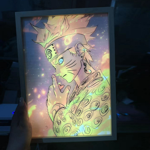 Creative Wooden Light Painting Anime Bedside Lamp