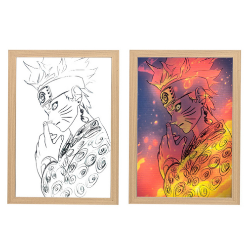 Creative Wooden Light Painting Anime Bedside Lamp