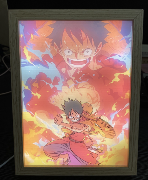 Creative Wooden Light Painting Anime Bedside Lamp